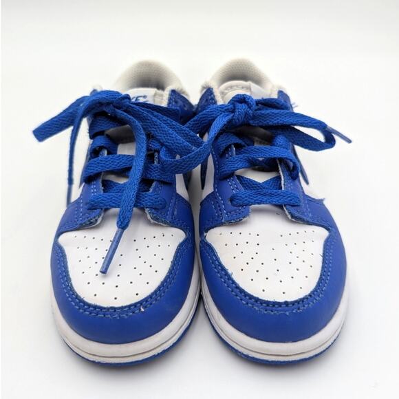 Nike Dunk Low Trainers Shoes Round Toe White Hyper Royal Size US11C EU28 - Picture 2 of 11